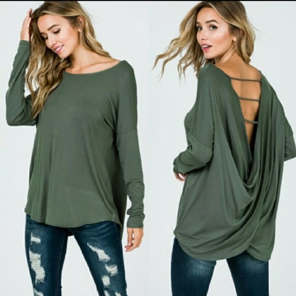 Tops - 🔥LAST ONE 🔥CROSSED OPEN BACK LONG SLEEVE TOP